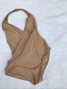 VTG Nude Halter Neck American Apparel Bodysuit L